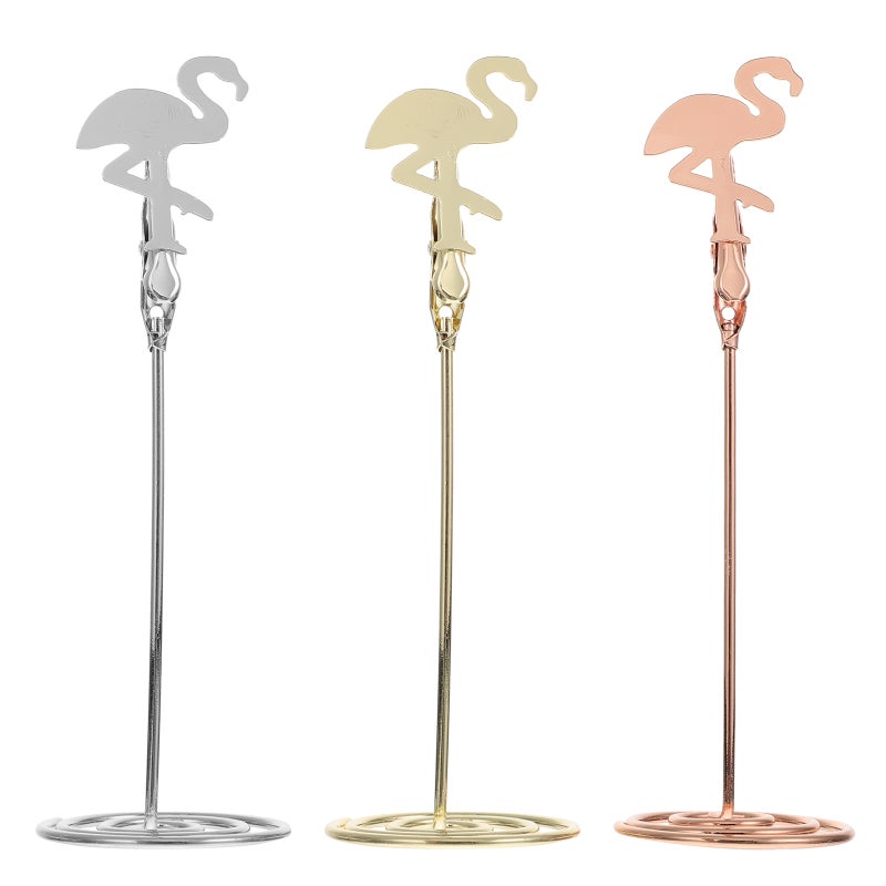 3 قطع بطاقات flamingo شكل المشبك حامل صور مقاطع زفاف حفل زخرفة سطح المكتب - Image 1