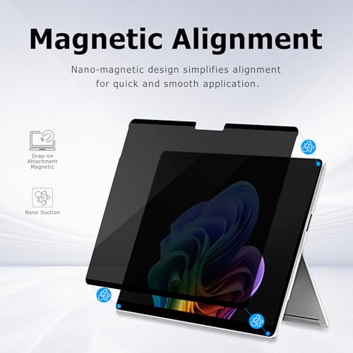 Megoo Privacy Screen Protector for Surface Laptop 7 138 Inch AntiSpy AntiGlare Blue Light UV Blocking Magnetic Nano Technology Removable Design - Image 3