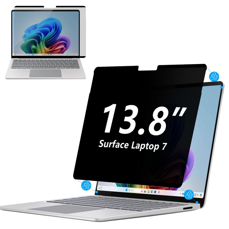 Megoo Privacy Screen Protector for Surface Laptop 7 138 Inch AntiSpy AntiGlare Blue Light UV Blocking Magnetic Nano Technology Removable Design - Image 2