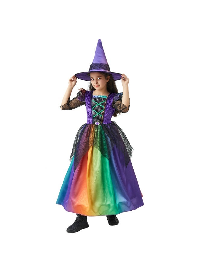 NIBEMINENT Halloween children's magic witch dress, puffy skirt, witch performance dress and dress - Image 1