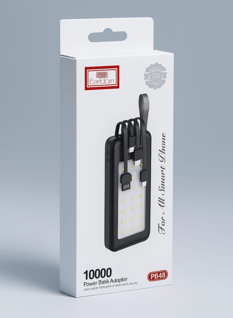 Earldom 4in1 Power Bank 10000mAh with Emergency Lamp & LED Display - Image 1