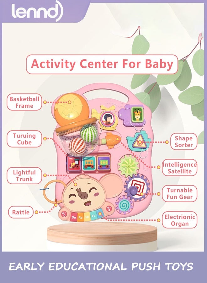 لينند 3 في 1 Baby Walker ومركز النشاط للفتاة ، تعلم المشي ، الجلوس والوقوف ، ألعاب الدفع التعليمية المبكرة مع لوحة الموسيقى للطفل الصغير 12 + أشهر الوردي - Image 3
