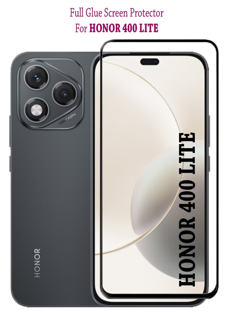 واقي شاشة Honor 400 Lite | زجاج مقوى متوافق مع Honor 400 Lite | واقي شاشة عالي الجودة مصنوع من الزجاج المقوى المقاوم للخدش مع تغطية كاملة من الحافة إلى الحافة مع مجموعة تركيب سهلة - أسود - Image 1