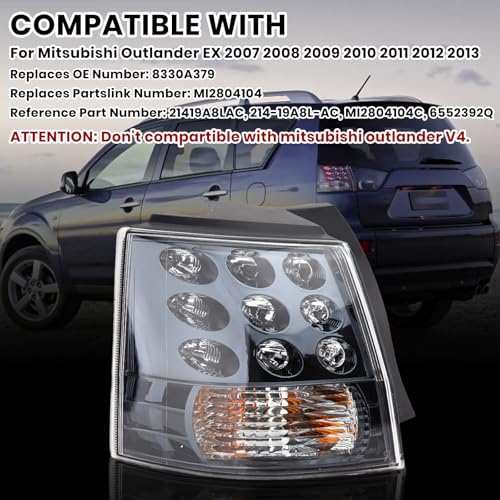 Clidr Left Side Tail Light Assembly for Mitsubishi Outlander EX 2007 2008 2009 2010 2011 2012 2013 Outer Brake Light Tail Lamp Driver (Don't fit for mitsubishi outlander V4) - Image 3