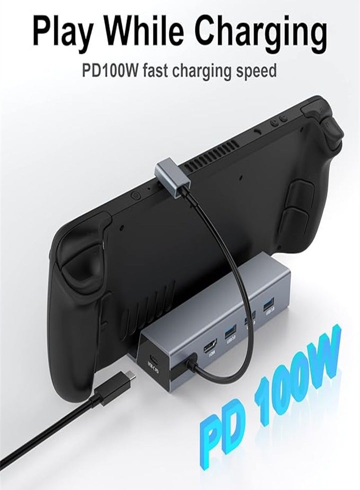 محطة إرساء 6 في 1 مع منفذ HDMI 2.0 بدقة 4K@60Hz، وGigabit Ethernet، و3 منافذ USB 3.0، وشحن USB C بقوة 100 واط، ومحطة إرساء لجهاز Steam Deck وAsus Rog Ally - Image 3