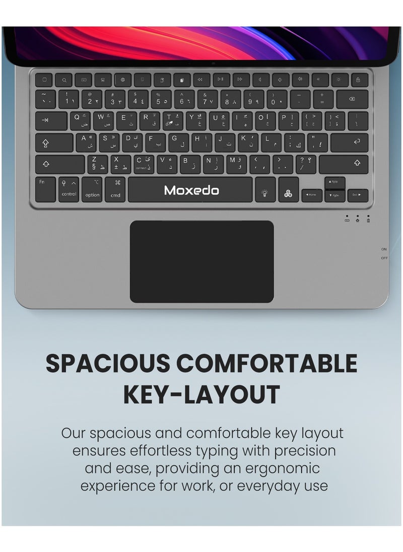 Moxedo Moxedo Magic Wireless Keyboard with Smart Multi-Touch Trackpad USB-C Charging Port RGB Backlight with Leather Back Case Compatible for iPad 13 Air 2024 / iPad 12.9 Pro  - Image 2
