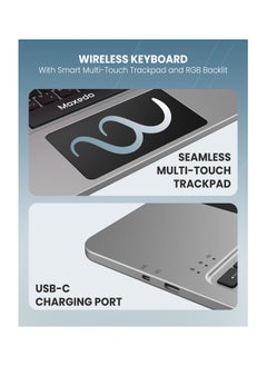 Moxedo Moxedo Magic Wireless Keyboard with Smart Multi-Touch Trackpad USB-C Charging Port RGB Backlight with Leather Back Case Compatible for iPad 13 Air 2024 / iPad 12.9 Pro  - Image 4