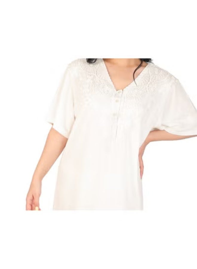 Dadoush Long summer nightgown with short sleeves for a cool and comfortable summer. - Image 2