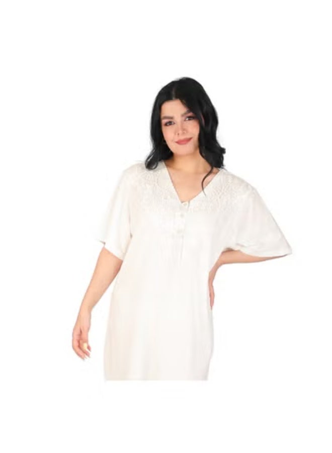 Dadoush Long summer nightgown with short sleeves for a cool and comfortable summer. - Image 3