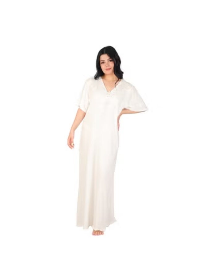 Dadoush Long summer nightgown with short sleeves for a cool and comfortable summer. - Image 4