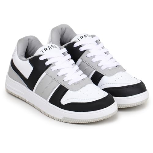 TRASE Casual Sneaker Shoes for Women | Soft Cushioned Insole | Sneakers for Woman | Comfortable | Lightweight | Stylish, Trendy Girls and Women Sneakers with Laces (Black-White, 7 UK) - Image 3
