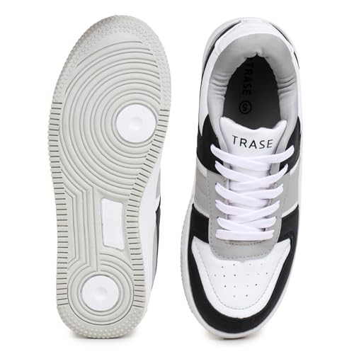 TRASE Casual Sneaker Shoes for Women | Soft Cushioned Insole | Sneakers for Woman | Comfortable | Lightweight | Stylish, Trendy Girls and Women Sneakers with Laces (Black-White, 7 UK) - Image 5