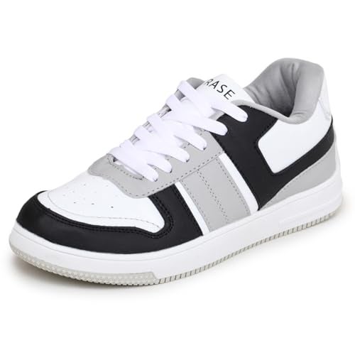 TRASE Casual Sneaker Shoes for Women | Soft Cushioned Insole | Sneakers for Woman | Comfortable | Lightweight | Stylish, Trendy Girls and Women Sneakers with Laces (Black-White, 7 UK) - Image 1
