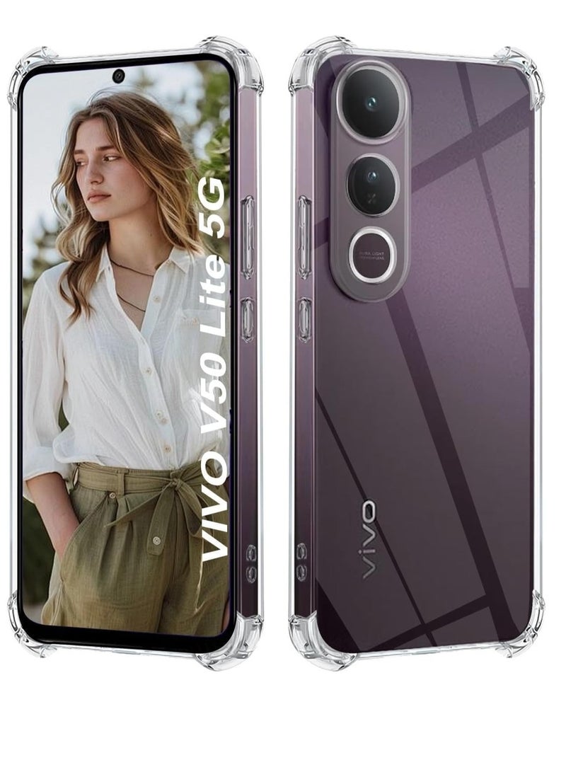 Case Compatible with vivo V50 Lite 4G/vivo V50 Lite 5G, Cover Silicone Transparent TPU Gorilla Anti-shock Protector Camera Shockproof Corners - Clear - Image 1