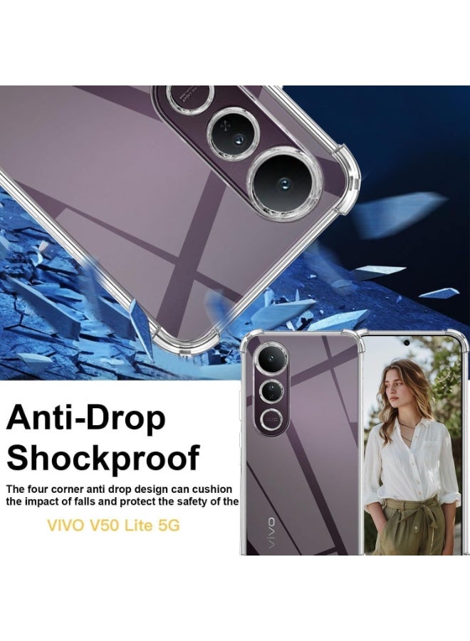 Case Compatible with vivo V50 Lite 4G/vivo V50 Lite 5G, Cover Silicone Transparent TPU Gorilla Anti-shock Protector Camera Shockproof Corners - Clear - Image 3