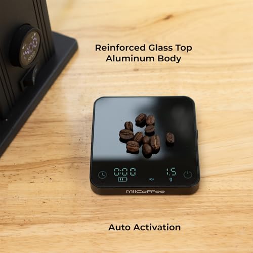 MiiCoffee Minipress Coffee Scale, Auto Timer for Espresso and Pour-Over Coffee, Aluminum Body & Glass Top - Image 2