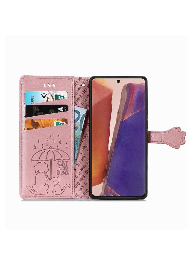 اس-توب جراب لهاتف Samsung Galaxy Note20، جراب جلدي أفقي منقوش عليه قطة وكلب لطيف مع حامل / فتحة بطاقة / محفظة / حبل - Image 3