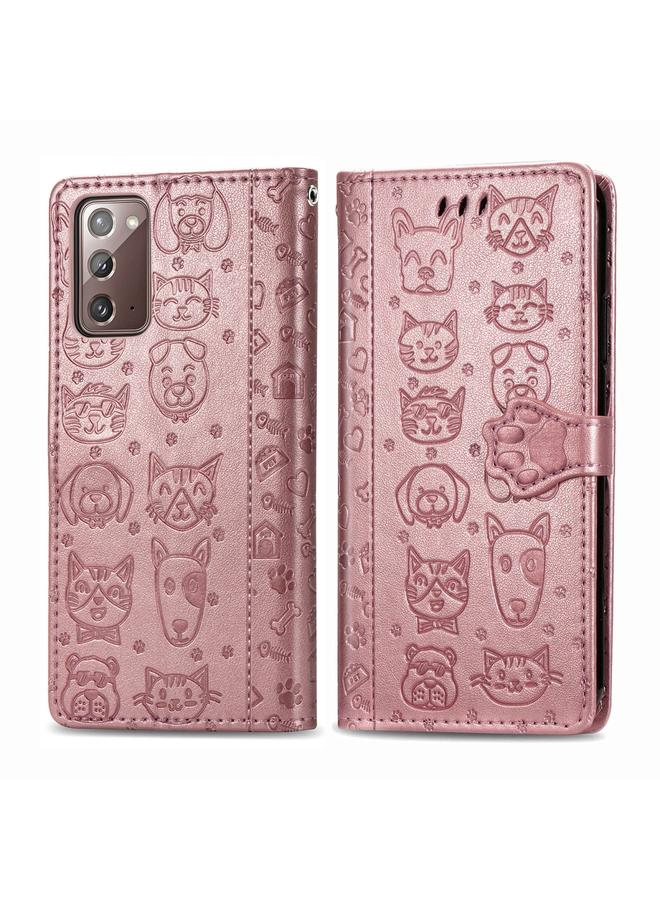 اس-توب جراب لهاتف Samsung Galaxy Note20، جراب جلدي أفقي منقوش عليه قطة وكلب لطيف مع حامل / فتحة بطاقة / محفظة / حبل - Image 2