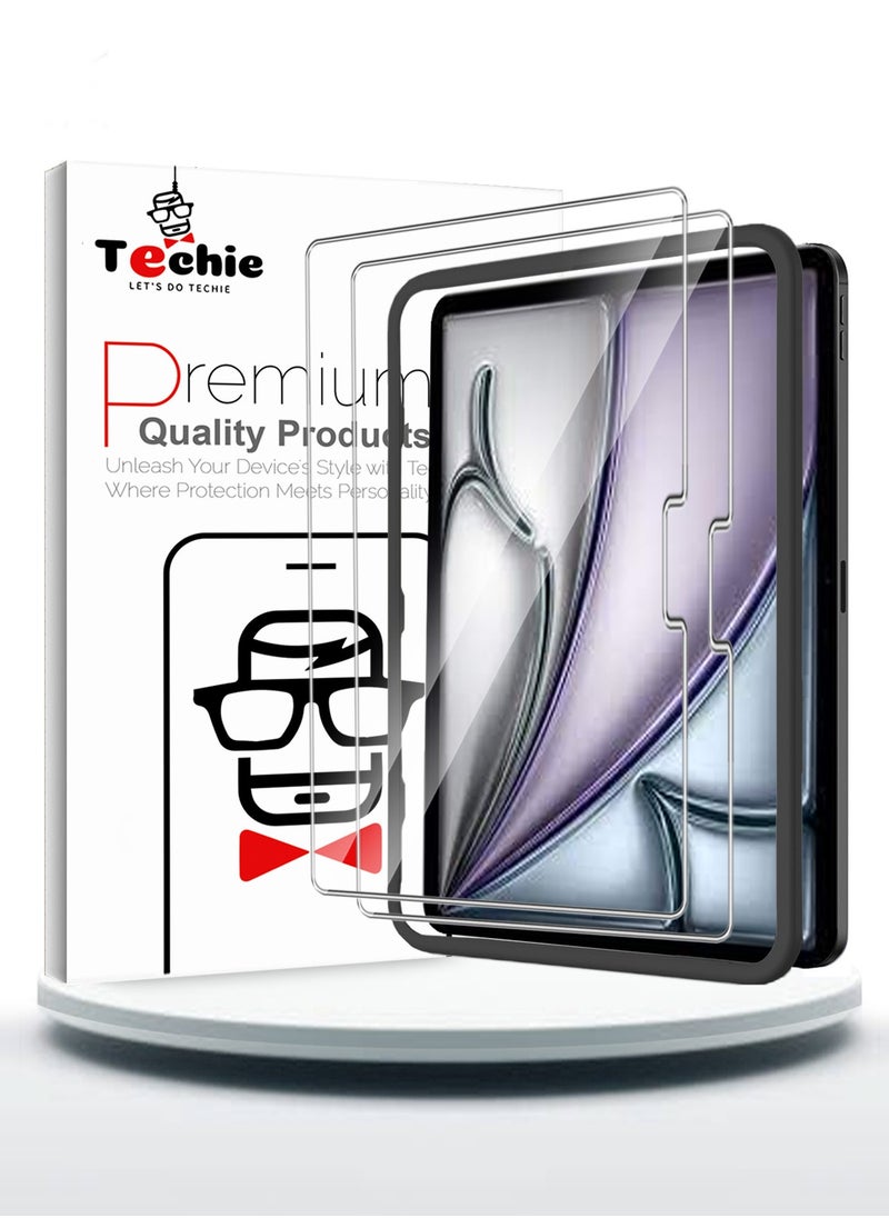 Techie - Premium Tempered Glass Screen Protector for Apple iPad Air 11-Inch M2 (2024), with Auto Alignment Easy Installation Frame, HD Clear, Anti-Fingerprint, Bubble-Free – 2 Pack - Image 1