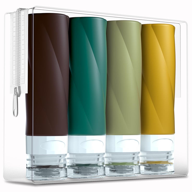 Gemice Travel Bottles for Toiletries, 3oz Tsa Approved Travel Size Containers BPA Free Leak Proof Travel Tubes Refillable Liquid Travel Accessories with Clear Toiletry Bag (4 Pack) - Image 1