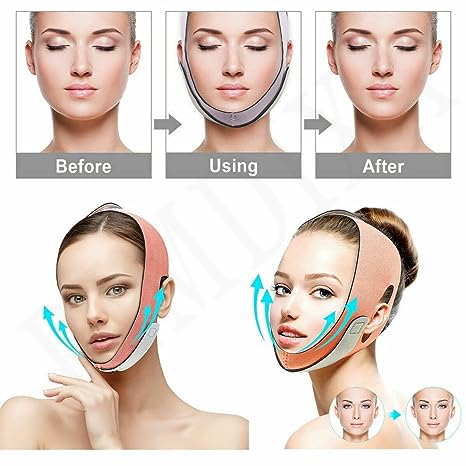 RIMDIXA حزام رفع الوجه وتخفيف الوجه V-شكل للنساء من RIMDIXA مع شريط رفيع لرفع الوجه وتخفيف الخدين المترهلين وتجاعيد الوجه وحزام الذقن ضغط سلس Pack Of 1 - Image 4