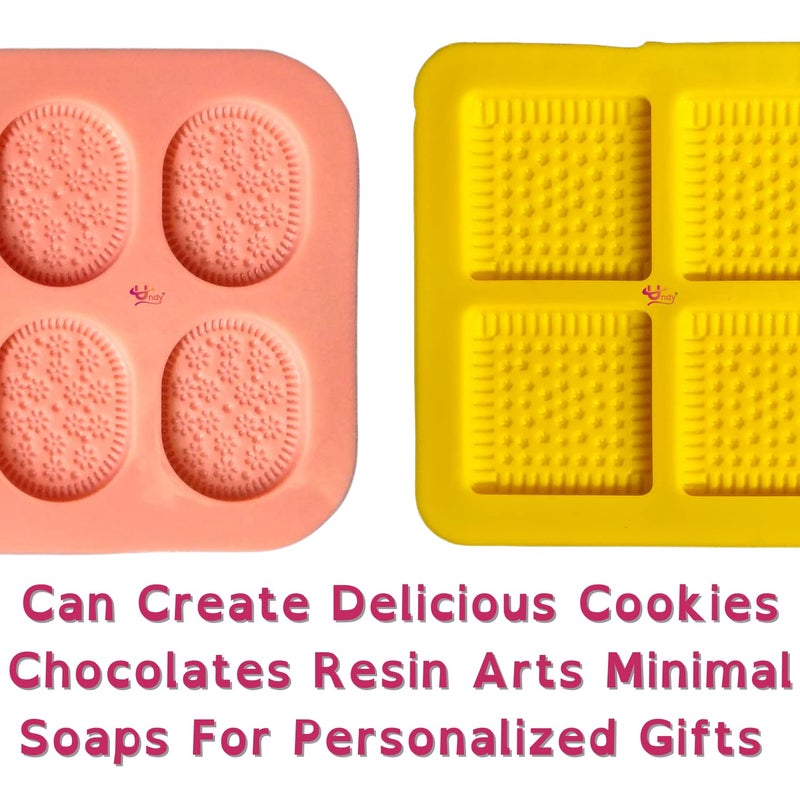 Undy Silicone Cookie Mould Garnishing Mould Chocolate Mould for Chocolate Mould Silicon Moulds for Chocolate Cookies Cake Decoration Soap Resin Arts Shape Square Cookies Oval Cookies - Image 3