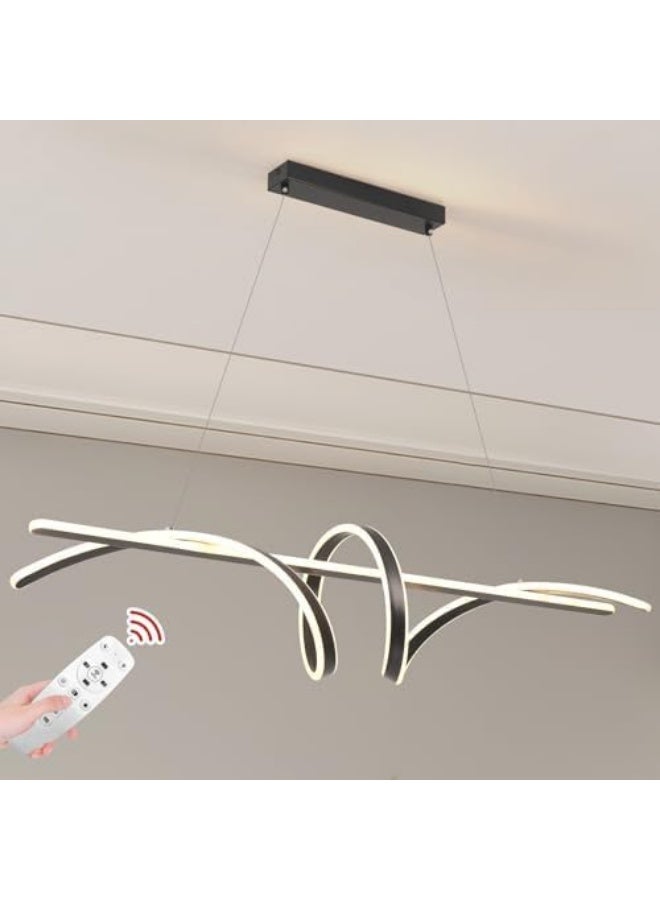 Modern LED Chandelier Ceiling Light with Remote Control – Dimmable Adjustable Wave Pendant Lamp for Dining Room, Living Room & Bedroom – Stylish Contemporary Lighting for Home Decor - Image 1