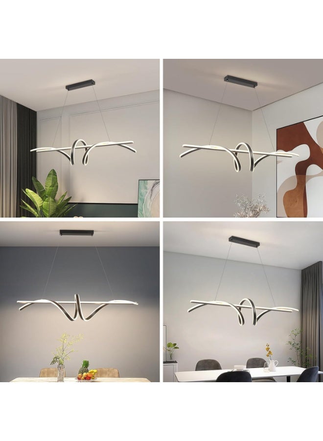 Modern LED Chandelier Ceiling Light with Remote Control – Dimmable Adjustable Wave Pendant Lamp for Dining Room, Living Room & Bedroom – Stylish Contemporary Lighting for Home Decor - Image 2