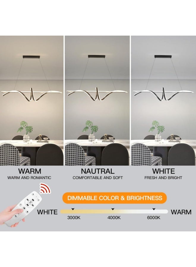 Modern LED Chandelier Ceiling Light with Remote Control – Dimmable Adjustable Wave Pendant Lamp for Dining Room, Living Room & Bedroom – Stylish Contemporary Lighting for Home Decor - Image 3