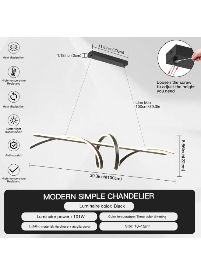 Modern LED Chandelier Ceiling Light with Remote Control – Dimmable Adjustable Wave Pendant Lamp for Dining Room, Living Room & Bedroom – Stylish Contemporary Lighting for Home Decor - Image 4