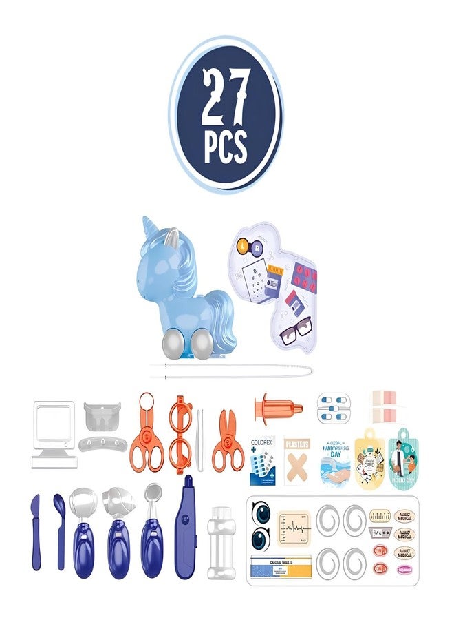 RAINBOW RIDERS 3-in-1 Unicorn Doctor Role Play Set for Kids | Nursing & Medical Pretend Play Doctor Kit with Accessories | 25-Piece Plastic Toy Set for Boys & Girls (3+ Years) - Image 5
