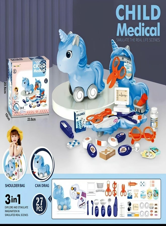 RAINBOW RIDERS 3-in-1 Unicorn Doctor Role Play Set for Kids | Nursing & Medical Pretend Play Doctor Kit with Accessories | 25-Piece Plastic Toy Set for Boys & Girls (3+ Years) - Image 2