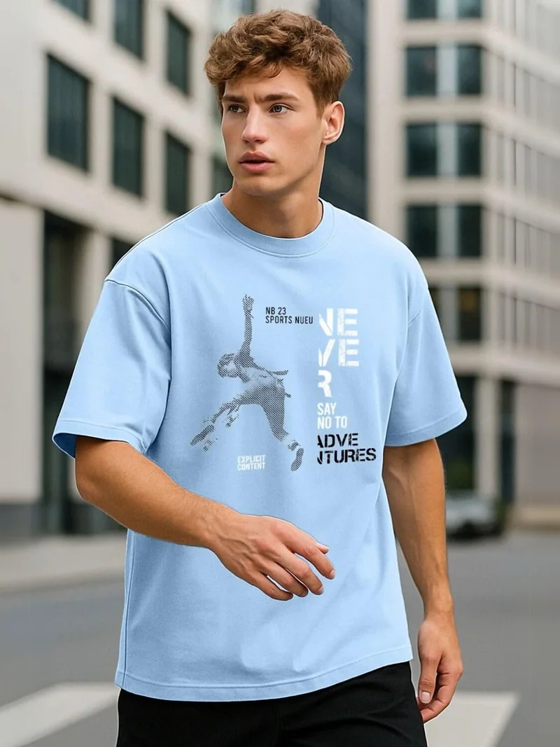 NOBERO Men's Oversized Graphic Print T-Shirt