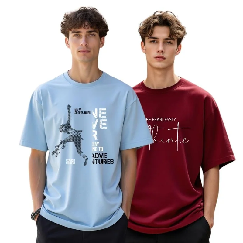 نوبيرو Men's Oversized Graphic Print T-Shirt