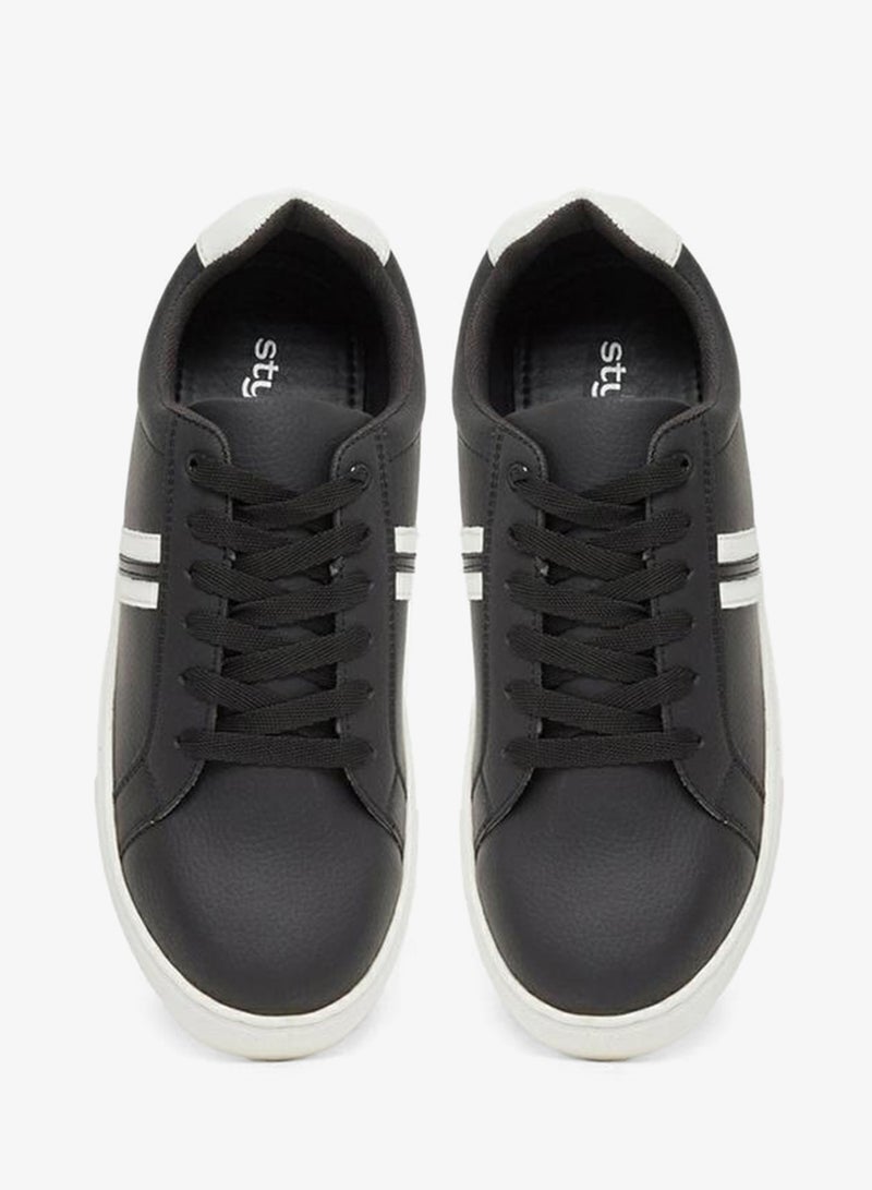 Styli Active Twin Stripe Lace Up Court Sneakers - Image 5