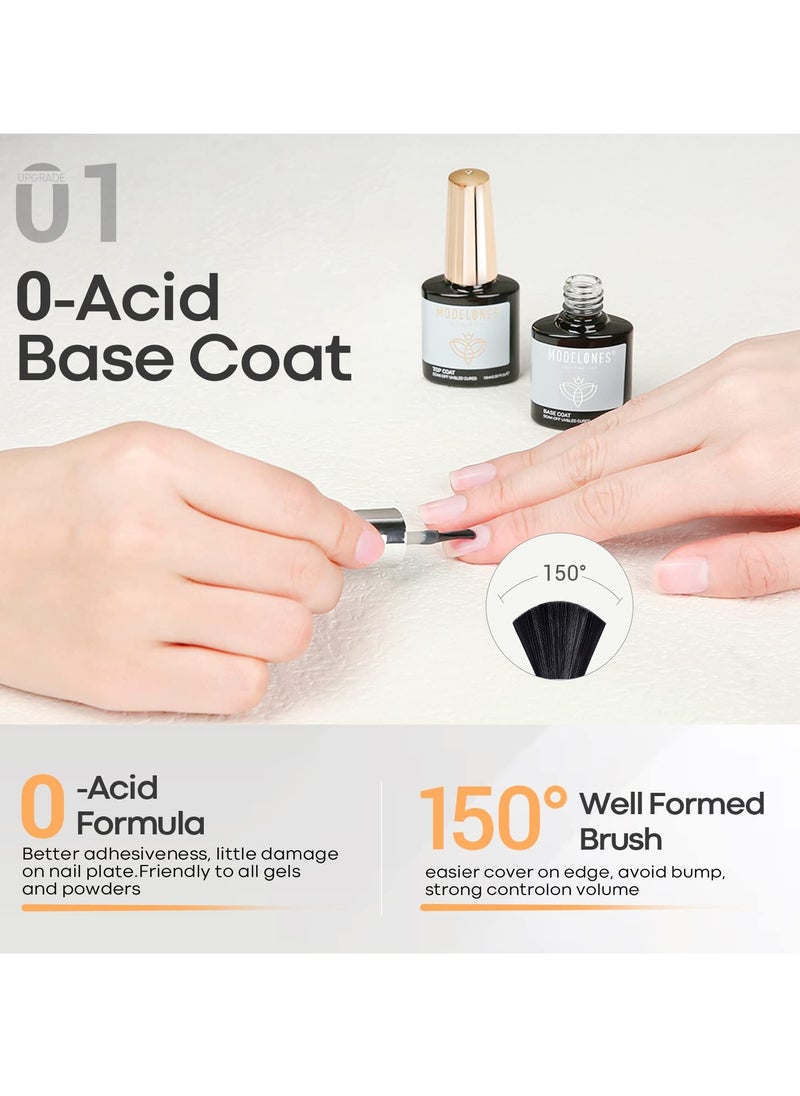 modelones modelones Gel Top Coat and Base Coat Set 2 Pcs Gel Nail Polish No Wipe Gel Base and Top Coat Clear Top Coat Nail Lamp Need Long Lasting Shiny 10 ml Gifts for Women  - Image 4
