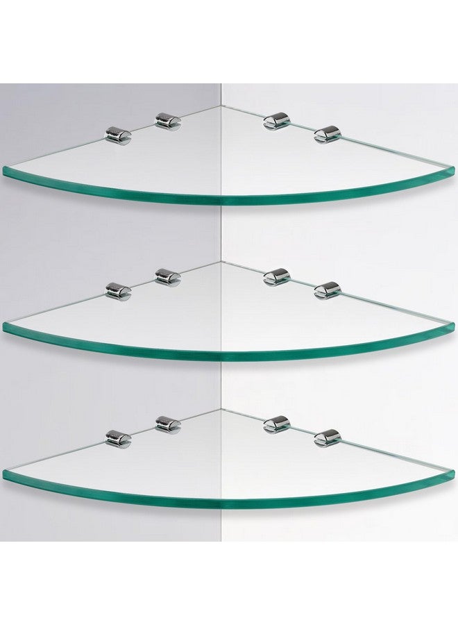 Kingrol Kingrol 3 Pack Glass Bathroom Shower Shelves, Extra Thick Wall Mounted Shelves, Clear Floating Corner Shelves for Kitchen, Bathroom, Living Room, Office  - Image 2