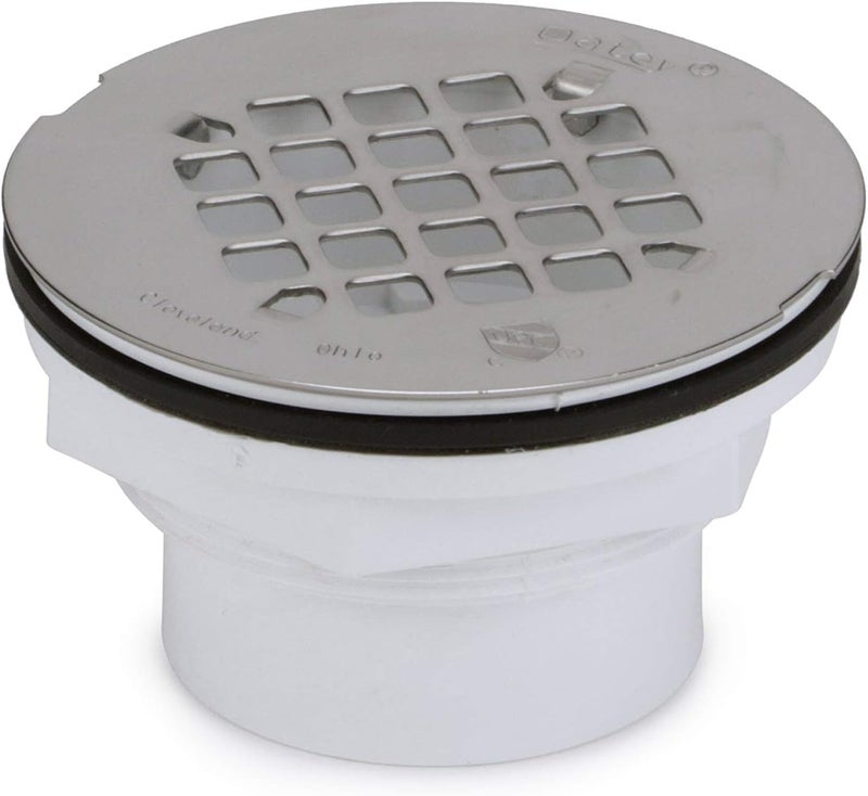 Oatey 42097 PVC-Solvent Weld Shower Drain with Stainless Steel Strainer, 2-Inch - Image 1