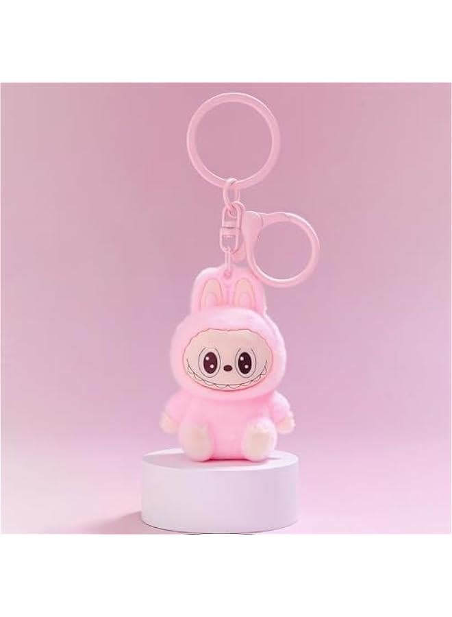 Generic Cute La bubu Keychain, Flocking Cartoon Monsters,Rabbit Home Decoration,Hanging Pendant Gifts,Key Ring Accessories  - Image 2