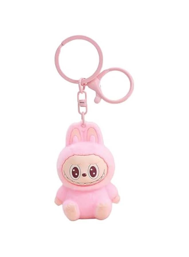 Generic Cute La bubu Keychain, Flocking Cartoon Monsters,Rabbit Home Decoration,Hanging Pendant Gifts,Key Ring Accessories  - Image 1