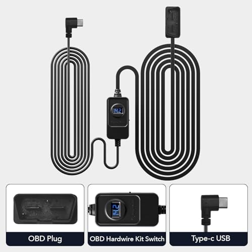 REDTIGER مجموعة كابل الطاقة REDTIGER Dash Cam OBD Hardwire Kit نوع USB C، 10 قدم 12V-24V إلى 5V، لكاميرا داش، حماية من الجهد المنخفض - Image 5