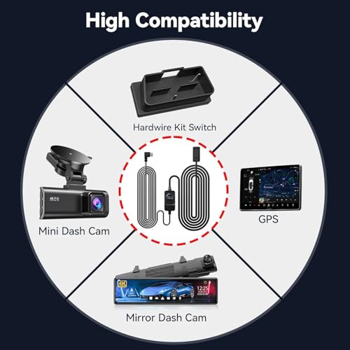 REDTIGER مجموعة كابل الطاقة REDTIGER Dash Cam OBD Hardwire Kit نوع USB C، 10 قدم 12V-24V إلى 5V، لكاميرا داش، حماية من الجهد المنخفض - Image 3