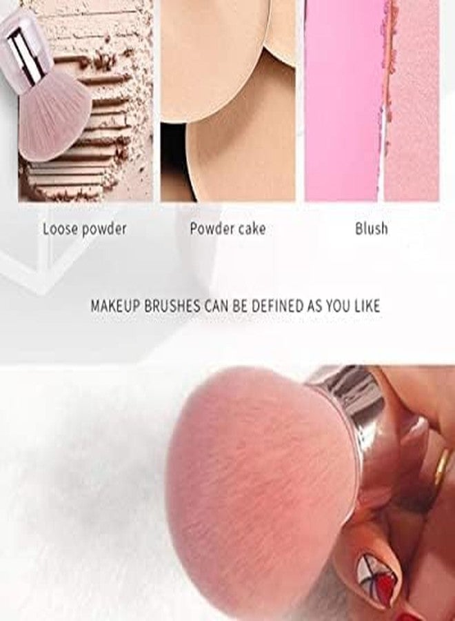 Scheibe Professional Kabuki Makeup Brush, Pink Soft Bristles with Rose Gold Handle, Multi-Purpose for Loose Powder, Powder Cake and Blush Application - Image 3