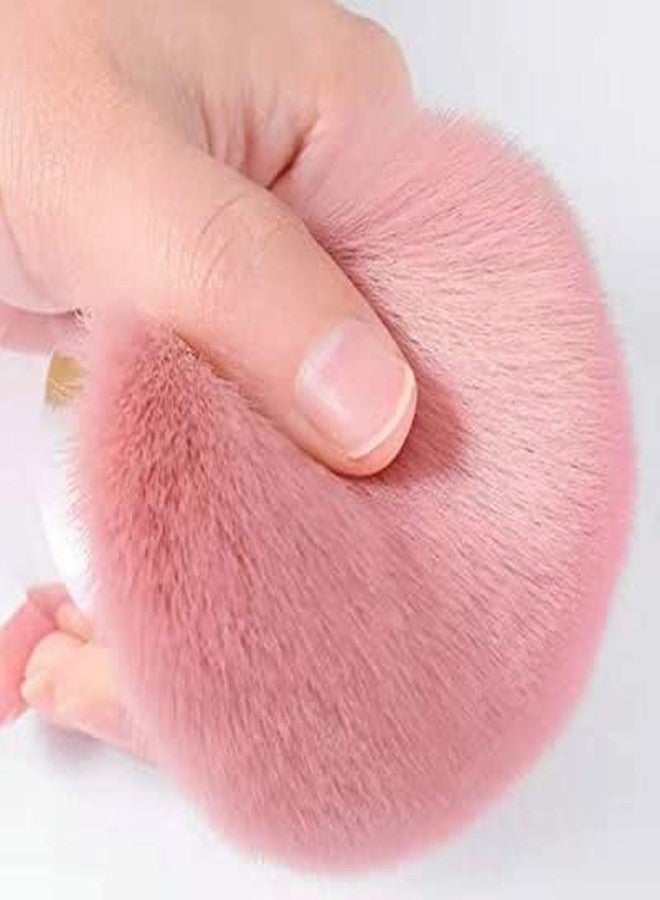 Scheibe Professional Kabuki Makeup Brush, Pink Soft Bristles with Rose Gold Handle, Multi-Purpose for Loose Powder, Powder Cake and Blush Application - Image 2