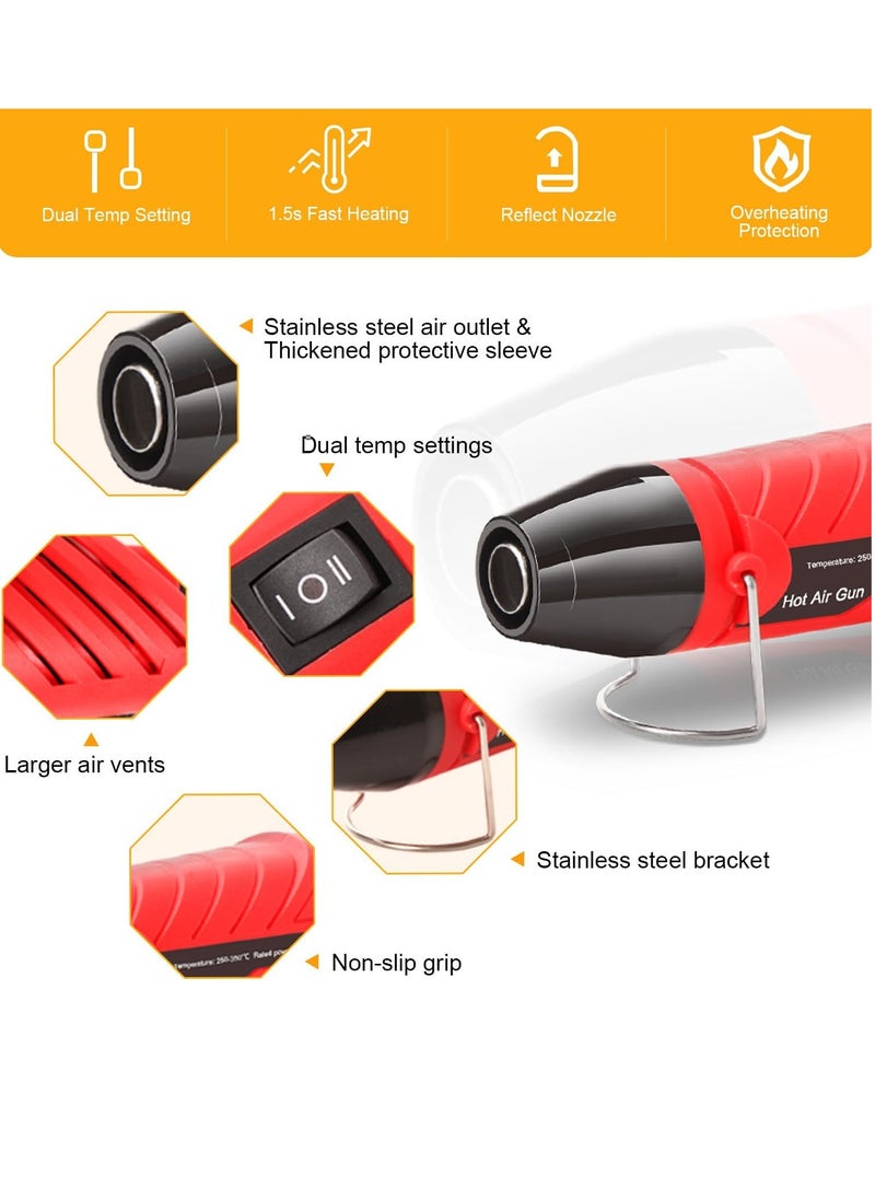 Necomi Electric Heat Gun, Mini Dual Temp Hot Air Gun Tool with Reflector Nozzle for Epoxy Resin, Shrink Wrapping, Vinyl Wrap, Embossing, Electronics, Candle Making, Phone Repair & DIY  - Image 2