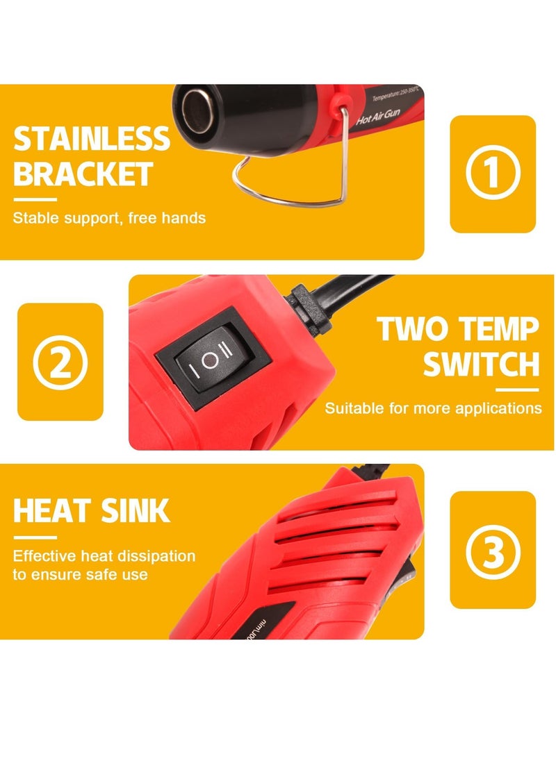 Necomi Electric Heat Gun, Mini Dual Temp Hot Air Gun Tool with Reflector Nozzle for Epoxy Resin, Shrink Wrapping, Vinyl Wrap, Embossing, Electronics, Candle Making, Phone Repair & DIY  - Image 3