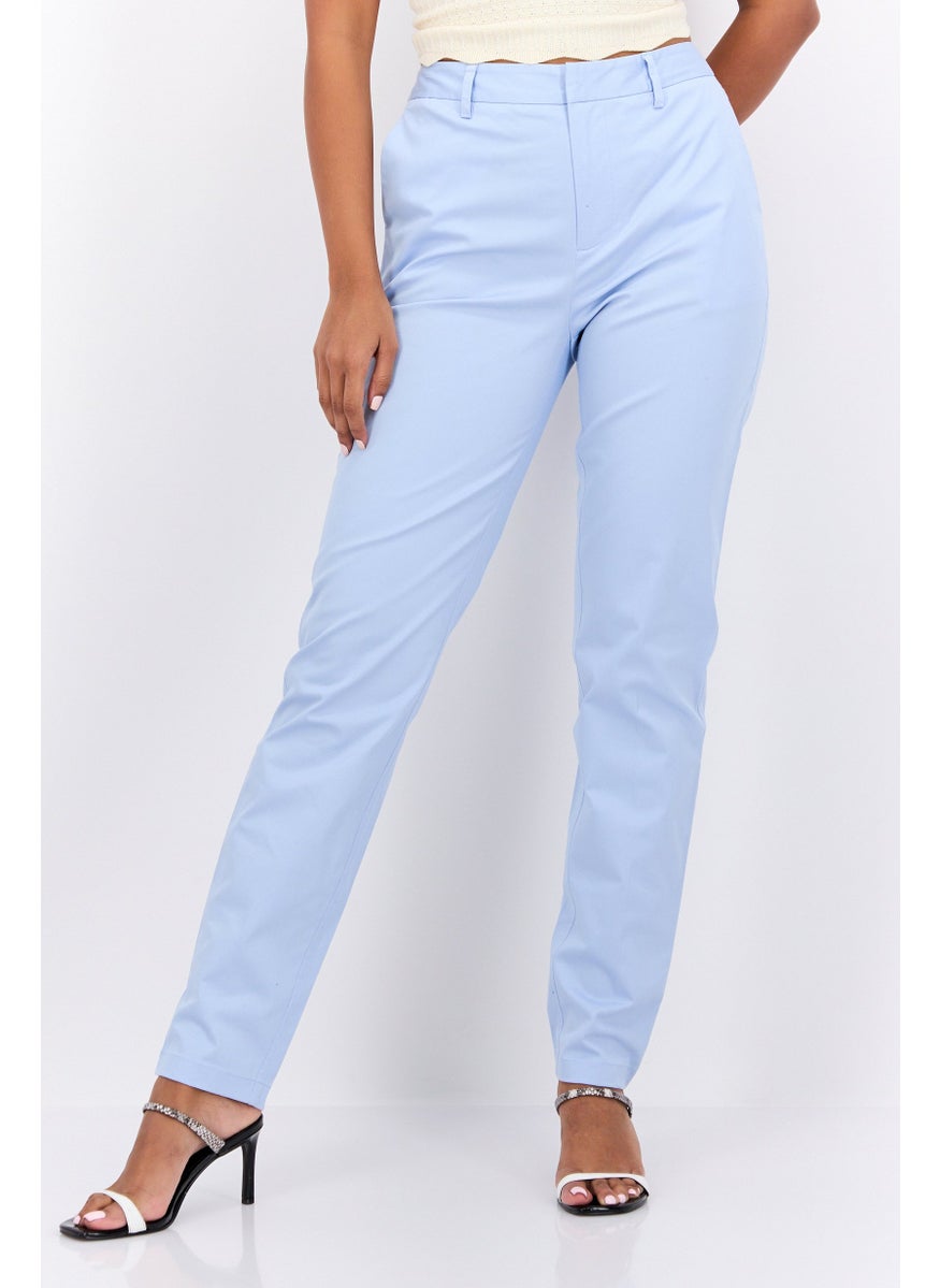 Scotch & Soda Women Slim Fit Solid Chino Pants, Light Blue  - Image 1