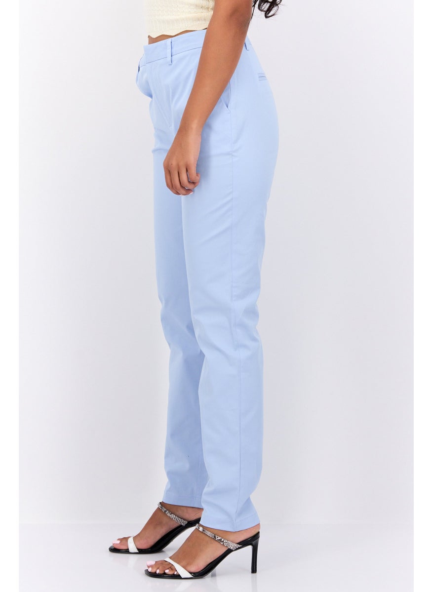 Scotch & Soda Women Slim Fit Solid Chino Pants, Light Blue  - Image 2