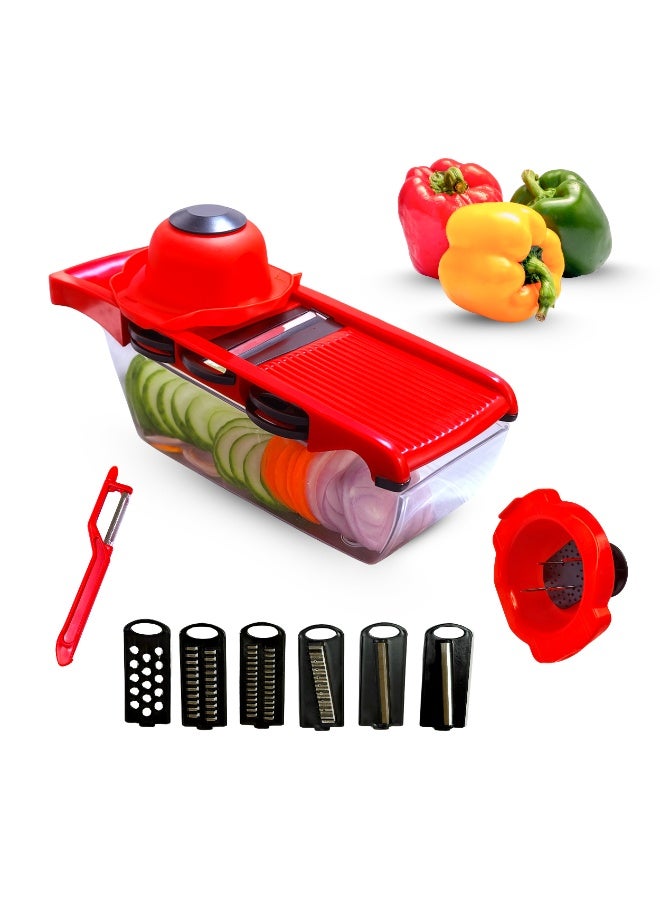 7-in-1 Multipurpose Vegetable Slicer & Grater Set with Storage Box – Manual Chopper with Interchangeable Blades, Hand Guard & Peeler  - Image 2