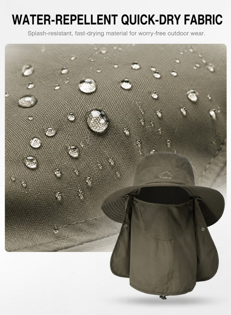 MAGNISHAN Unisex UV Protection Fishing Sun Hat, Wide Brim Bucket Hat with Detachable Face & Neck Flap, Full‑Cover Sun Protection Hat for Hiking Camping Fishing Outdoor - Image 5